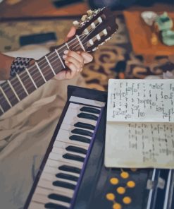 Keyboard And Guitar Playing Diamond Painting