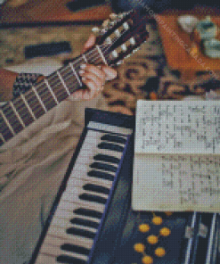 Keyboard And Guitar Playing Diamond Painting