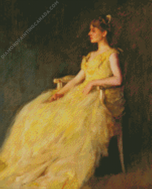 Lady In Yellow Dress Art Diamond Painting