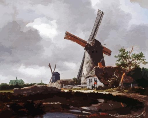 Landscape With Windmills Near Haarlem Diamond Painting