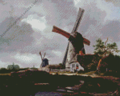 Landscape With Windmills Near Haarlem Diamond Painting