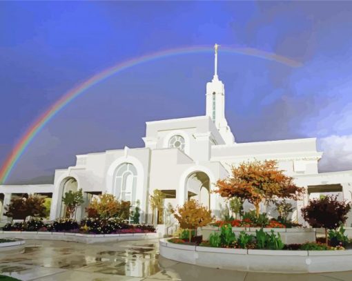 Mount Timpanogos Temple And Rainbow Diamond Painting