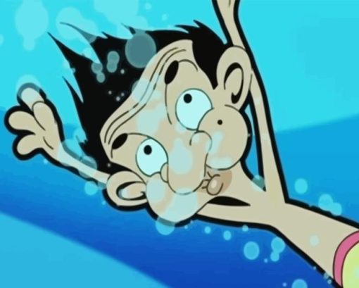 Mr Bean In Beach Swimming Diamond Painting