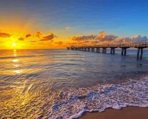 Pompano Beach Pier Sunset Diamond Painting