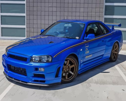 R34 Skyline Gtr Blue Car Diamond Painting