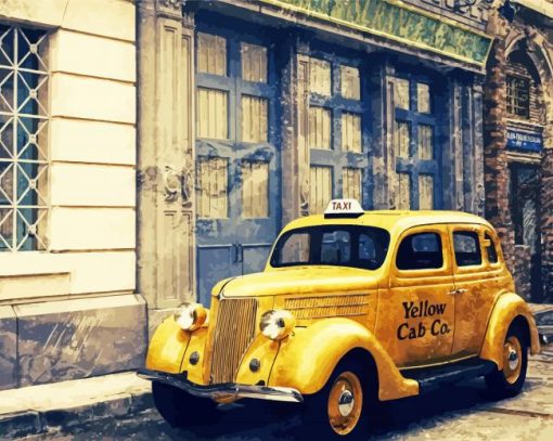 Retro Yellow Taxi Cab Diamond Painting