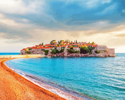 Sveti Stefan Beach Diamond Painting