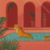 Tigers In The Pool Art Diamond Painting