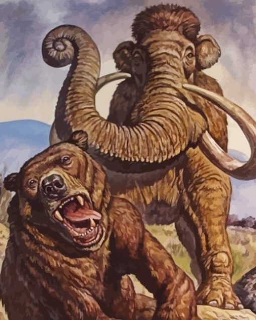 Woolly Mammoth And Bear Diamond Painting