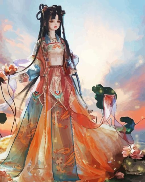 Beautiful Anime Chinese Doll Diamond Painting