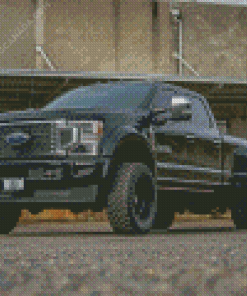 Black Dually Truck Diamond Painting