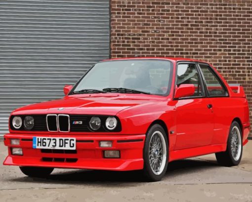 Bmw E30 Red Car Diamond Painting