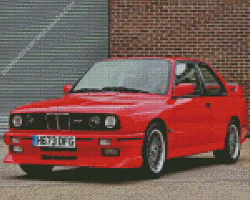 Bmw E30 Red Car Diamond Painting