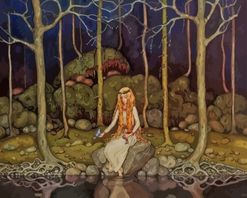 John Bauer The Princess In The Forest Diamond Painting