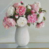 Peonies In A White Vase Diamond Painting