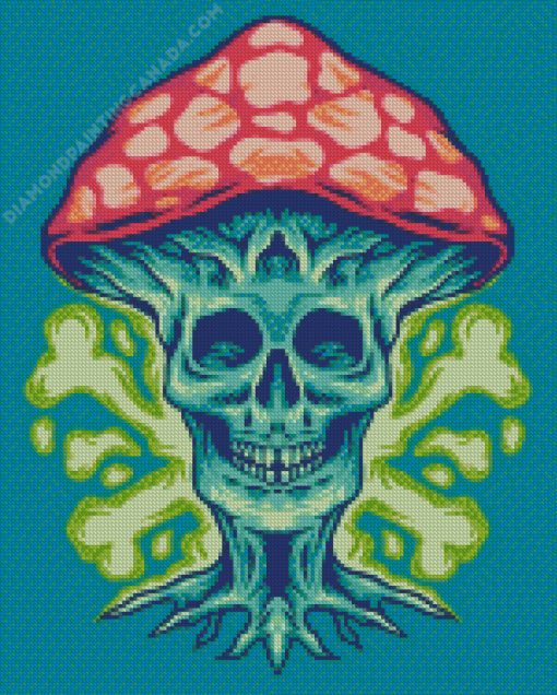 Skeleton With Mushroom Hat Diamond Painting