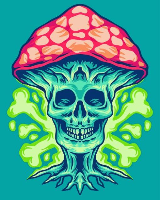 Skeleton With Mushroom Hat Diamond Painting