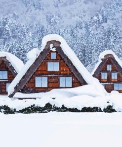 Snowy Shirakawa Japan Diamond Painting