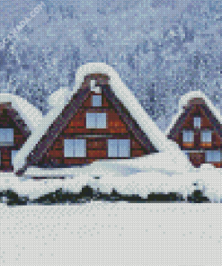 Snowy Shirakawa Japan Diamond Painting