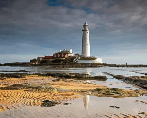 St Marys Lighthouse In Whitley Bay Diamond Painting