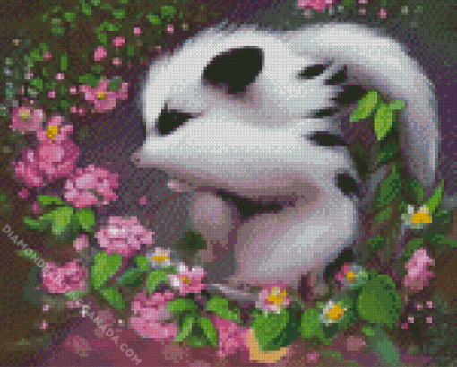 Cute Skunk with flowers Diamond With Numbers