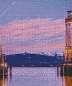 Lindau lighthouse at sunset Diamond Paintings