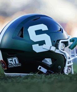 michigan state football helmet Diamond With Numbers