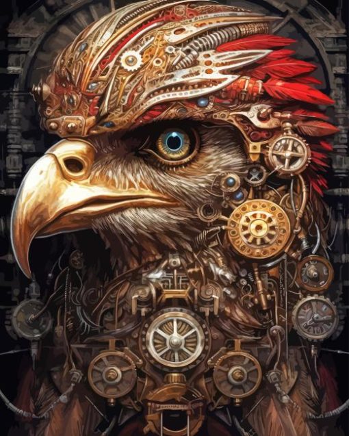 Steampunk eagle head Diamond With Numbers