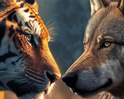 Wolf And Tiger Diamond Painting