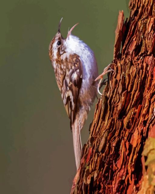 Treecreeper on tree Diamond Painting