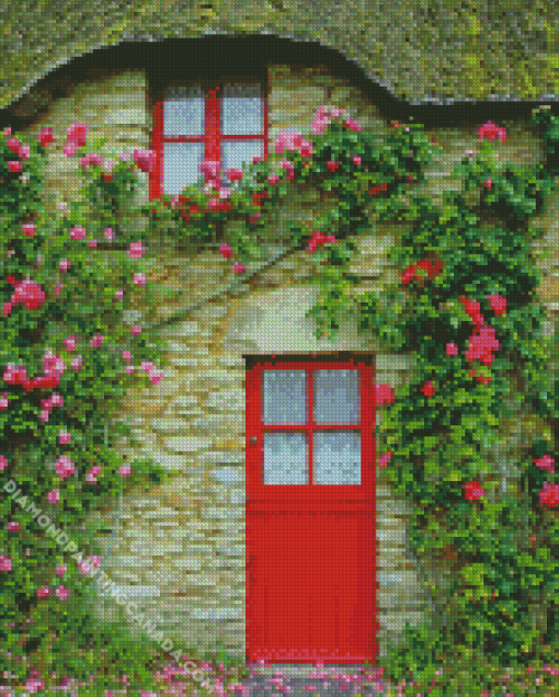 Flower with Door Diamond Painting